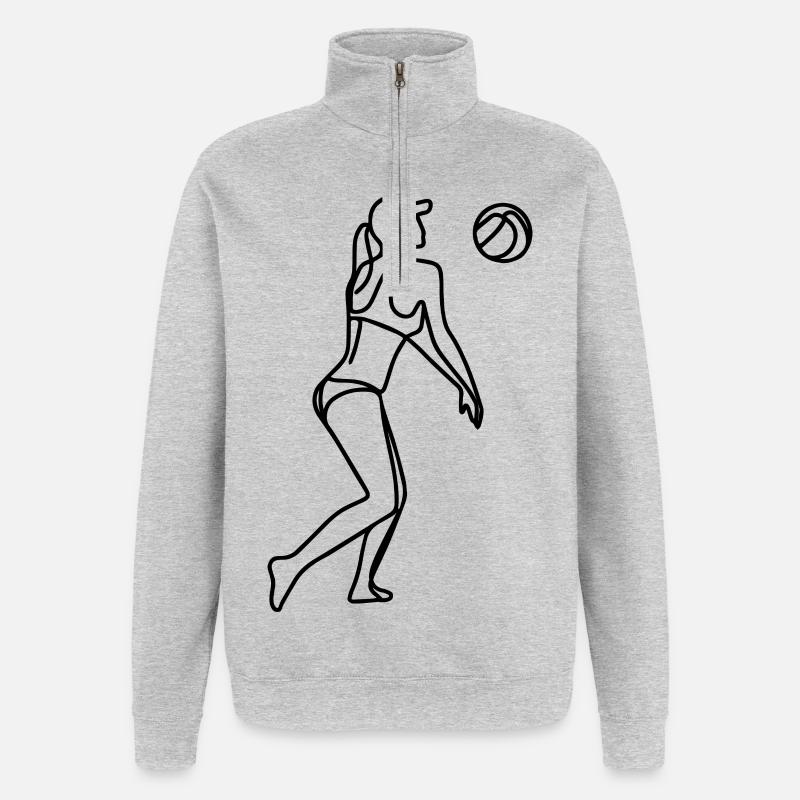 Beachvolleyballspieler Mädchen - Quarter-Zip-Sweatshirt - Grau meliert