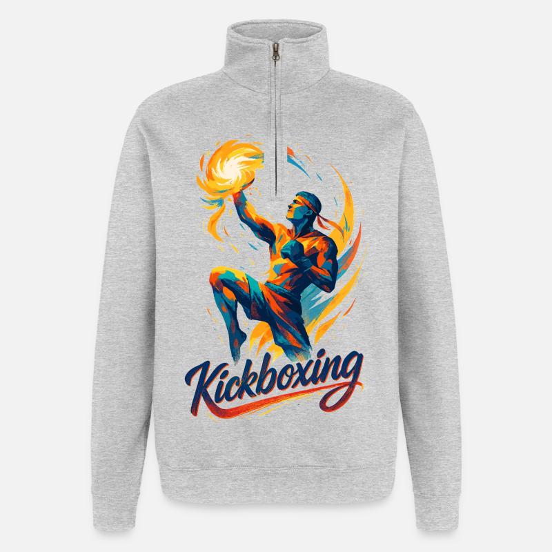 Kickboxing Boxer Fighter Dynamic Gift - Sweat à zip 1/4 - gris chiné