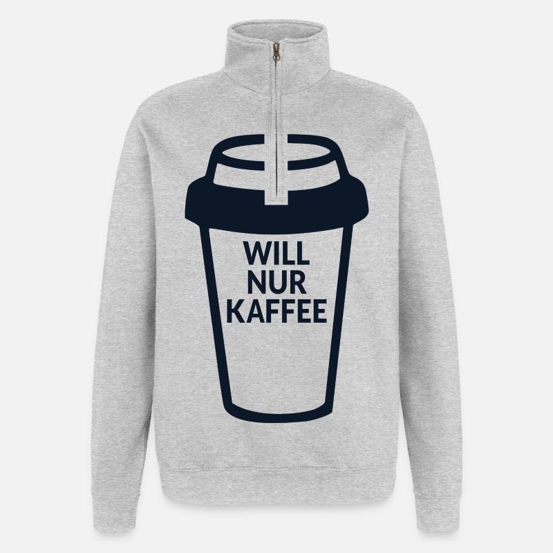 Kaffeetrinkerin Kaffee - Quarter-Zip-Sweatshirt - Grau meliert