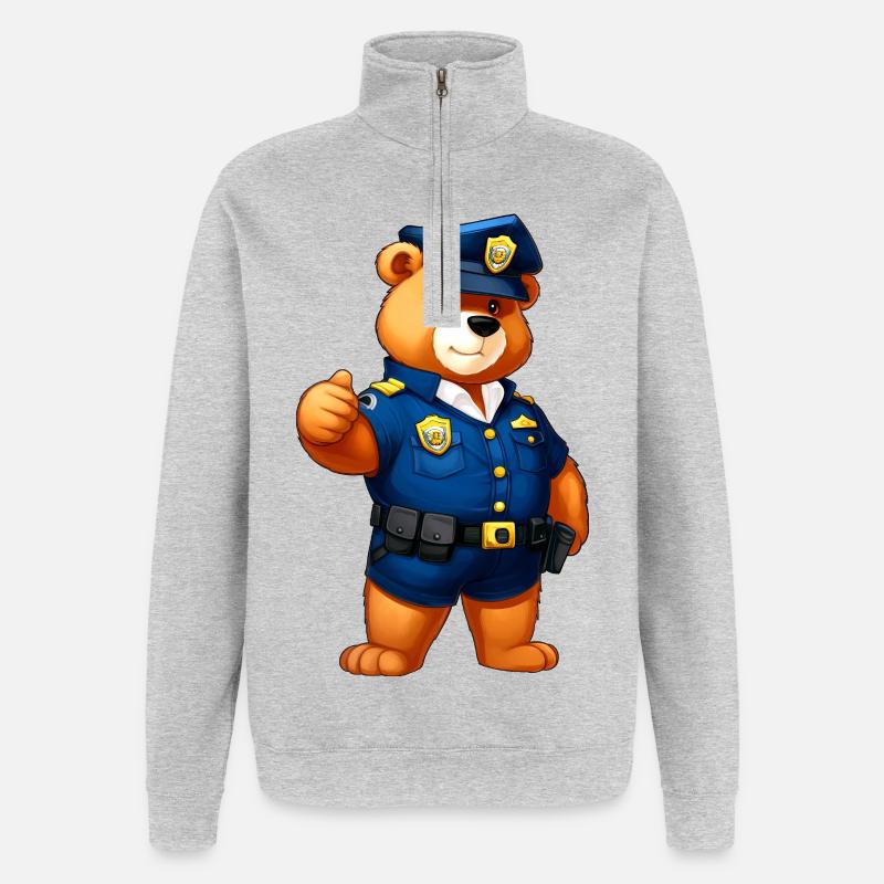 Bären Polizei - Quarter-Zip-Sweatshirt - Grau meliert