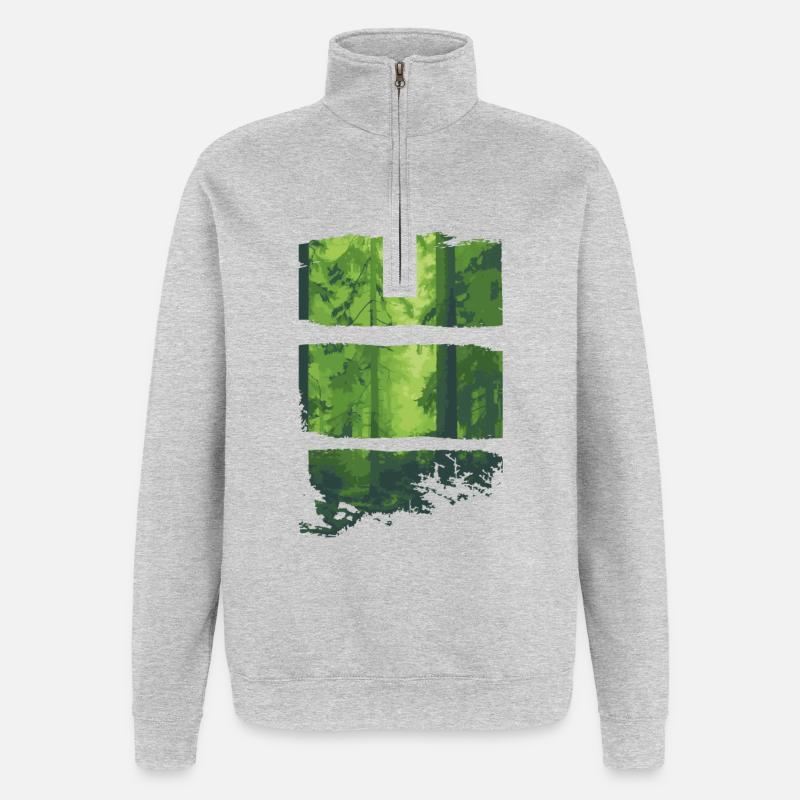 Forest Light Green Panels - Quarter-Zip Sweatshirt - heather grey