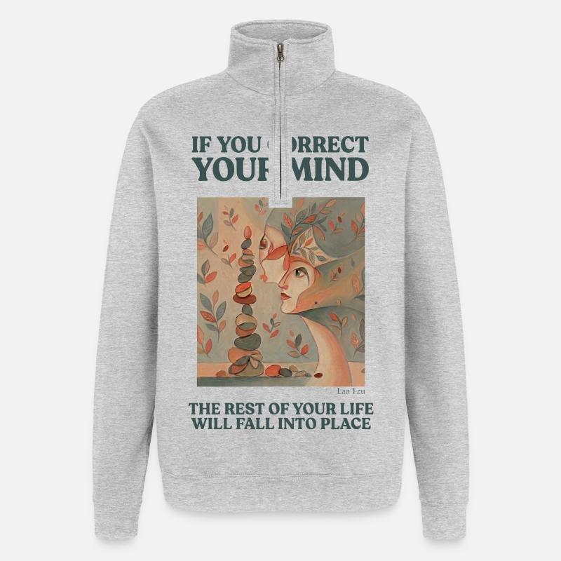 Équilibre mental et tranquillité d’esprit - Sweat à zip 1/4 - gris chiné