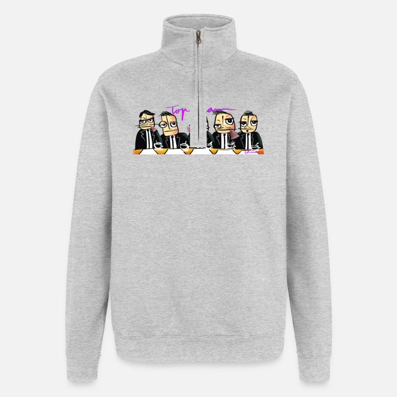 Kaffeebecher - Top Team - Quarter-Zip-Sweatshirt - Grau meliert