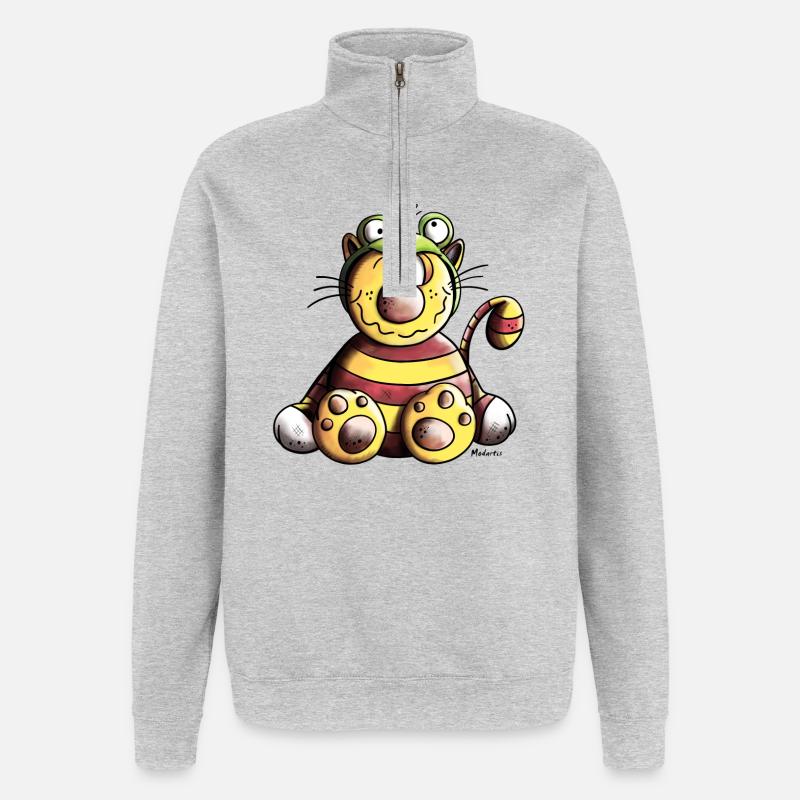 Mignon Chat - Sweat à zip 1/4 - gris chiné
