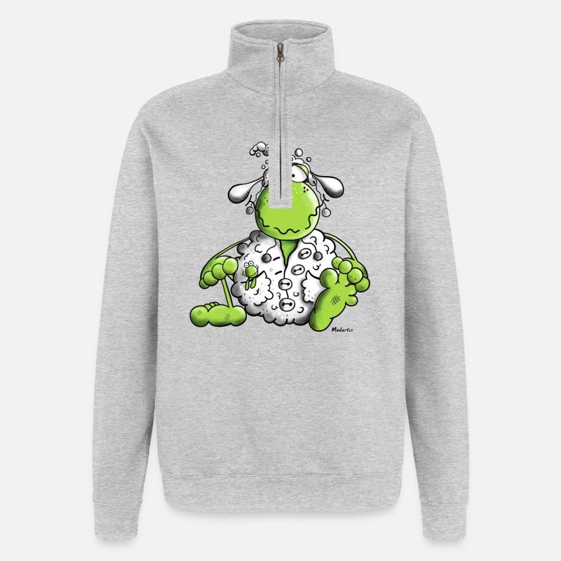 Frosch im Schaffell - Quarter-Zip-Sweatshirt - Grau meliert