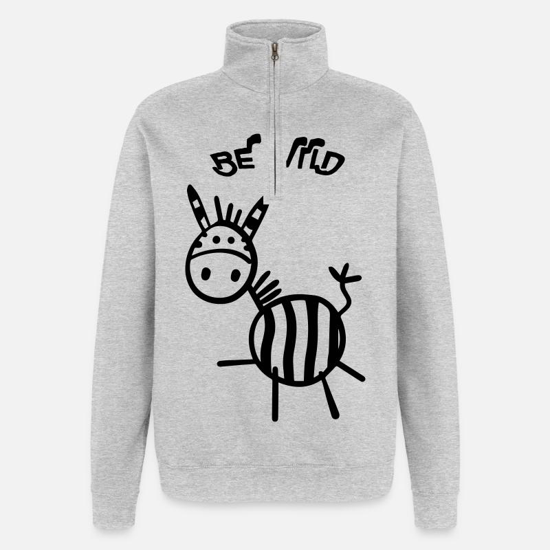 Be Wild Zebra - Quarter-Zip-Sweatshirt - Grau meliert