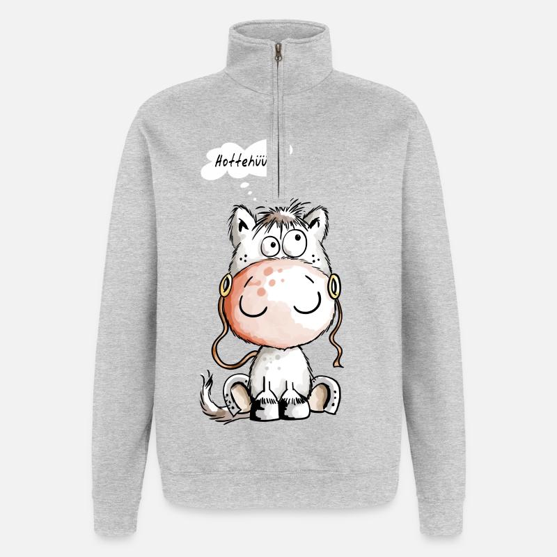 Knuffiges Hottehüüü Pferdchen - Pferd - Comic - Quarter-Zip-Sweatshirt - Grau meliert