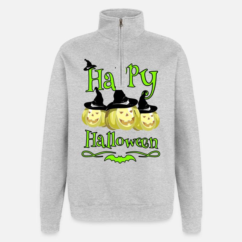 Halloween - Sweat à zip 1/4 - gris chiné