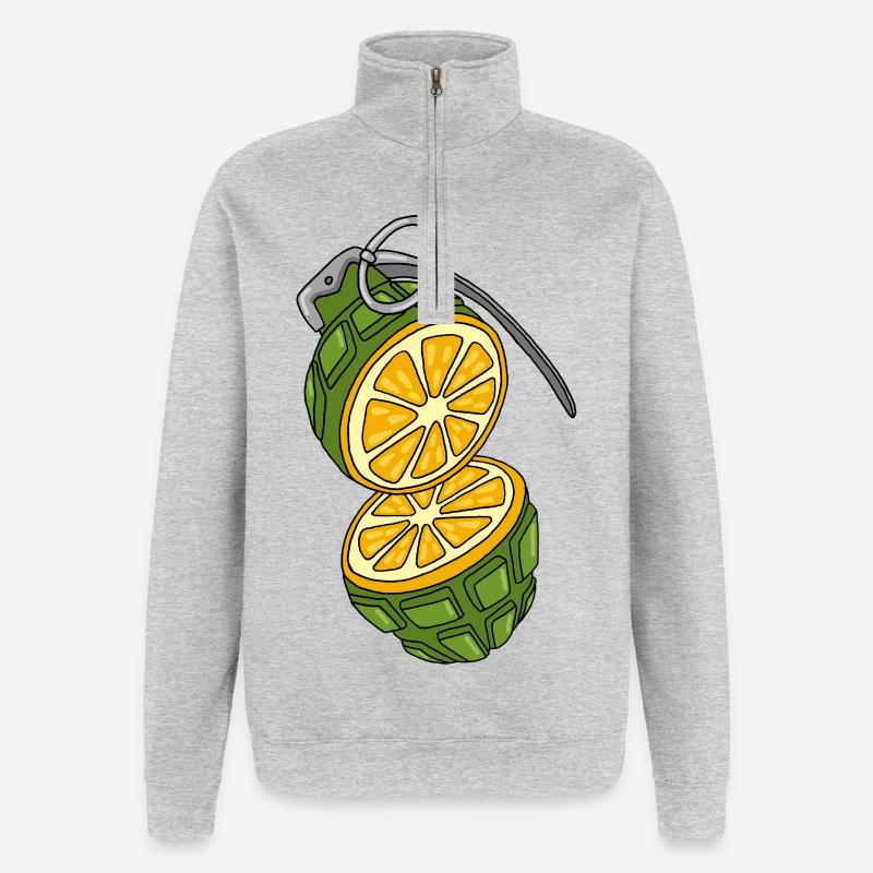 Die Granate ist eine Orange. - Quarter-Zip-Sweatshirt - Grau meliert