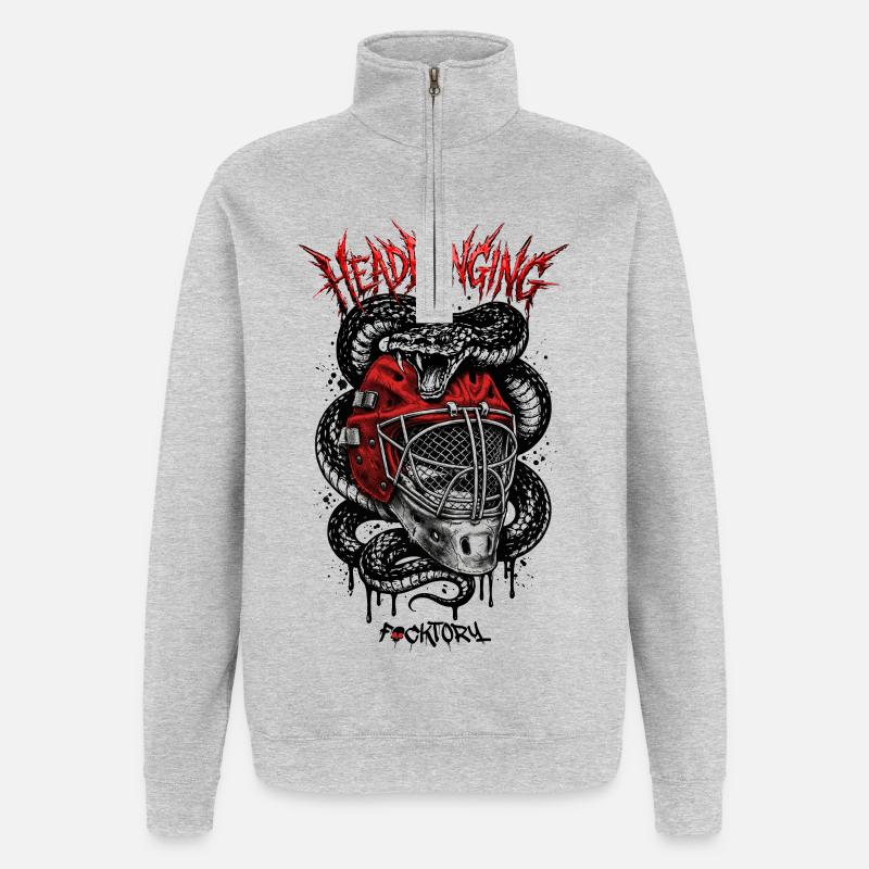 Masque Rouge Cascadant de tête - Sweat à zip 1/4 - gris chiné