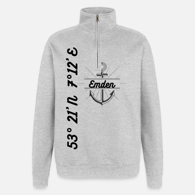 Emden coordonne le mode maritime - Sweat à zip 1/4 - gris chiné