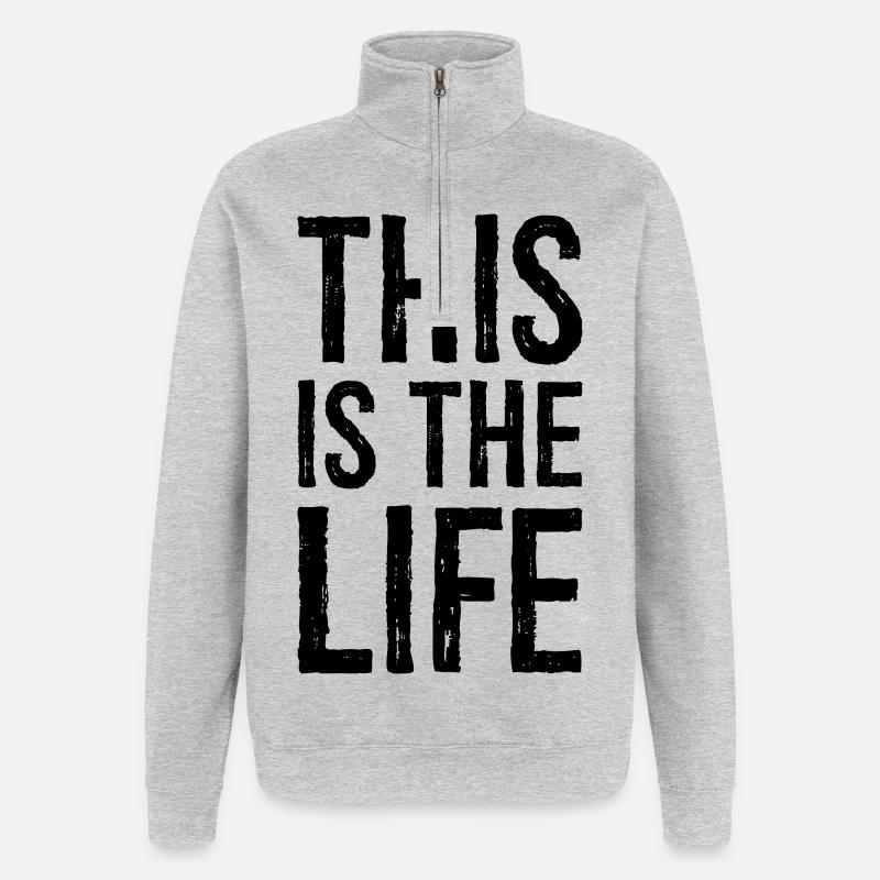 Das ist das Leben - Quarter-Zip-Sweatshirt - Grau meliert