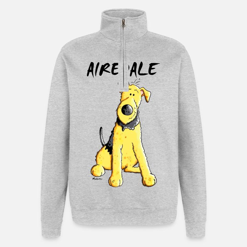 Mignon Airedale Terrier - Sweat à zip 1/4 - gris chiné