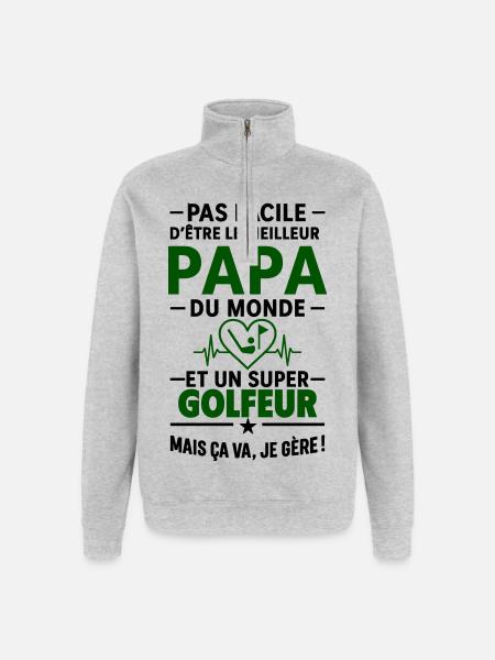 Heart + Golf – Super Dad Golfer - Quarter-Zip Sweatshirt - heather grey