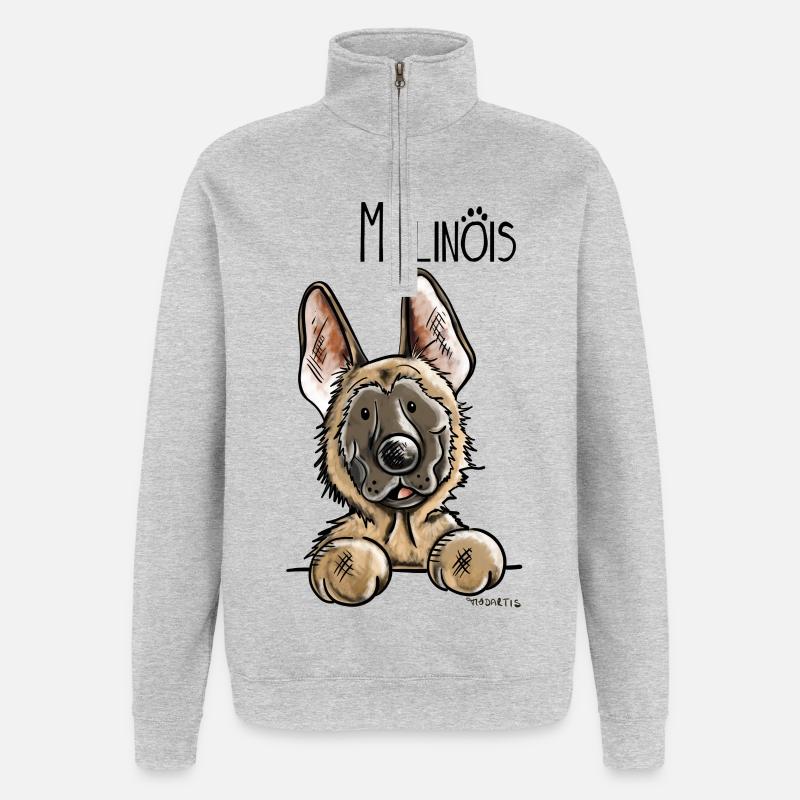 Süßer Malinois - Quarter-Zip-Sweatshirt - Grau meliert