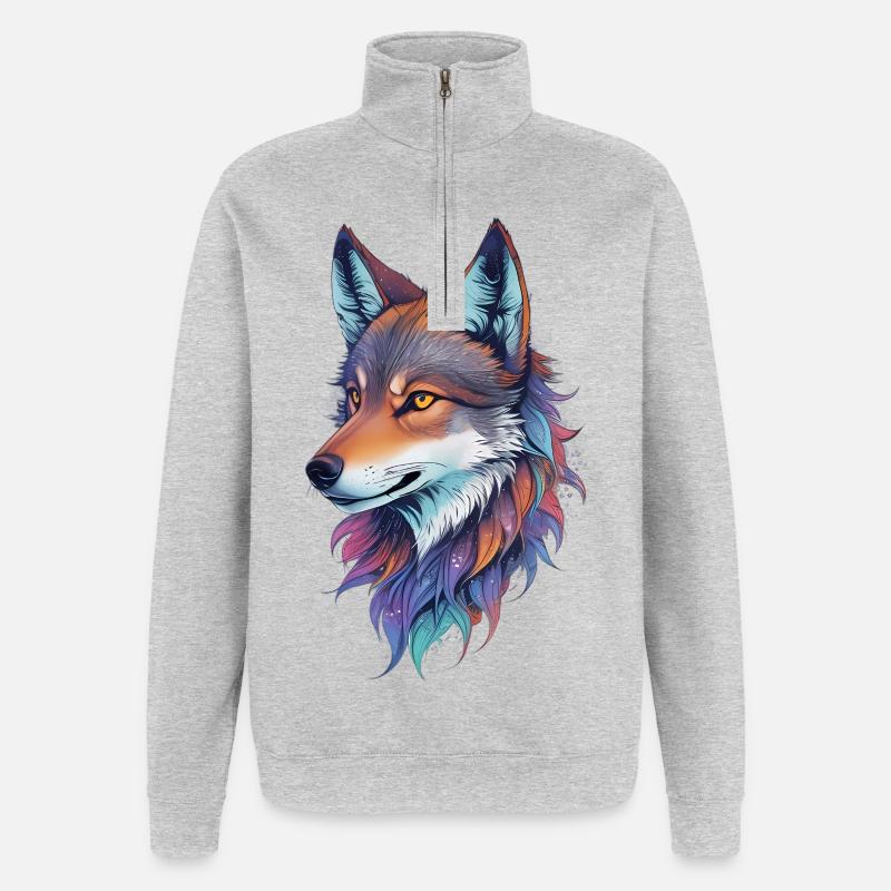 Wolf - Quarter-Zip Sweatshirt - heather grey