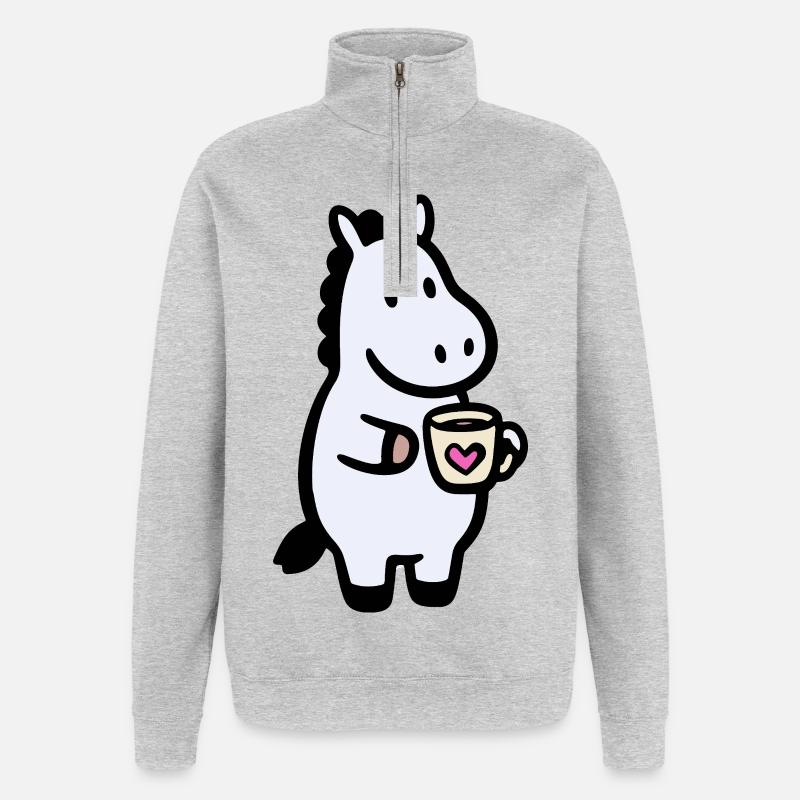 HerzHippo Kaffee Begleiter - Quarter-Zip-Sweatshirt - Grau meliert