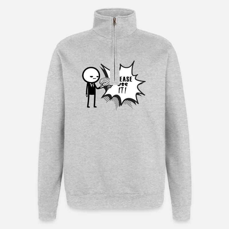 pls_use_it - Sweat à zip 1/4 - gris chiné