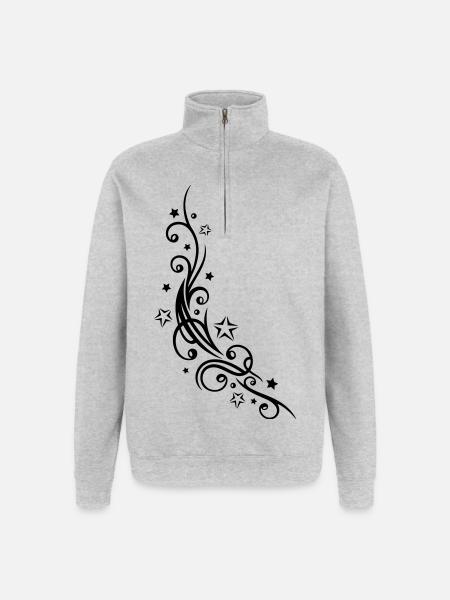 Ornement de tatouage tribal avec des étoiles. - Sweat à zip 1/4 - gris chiné
