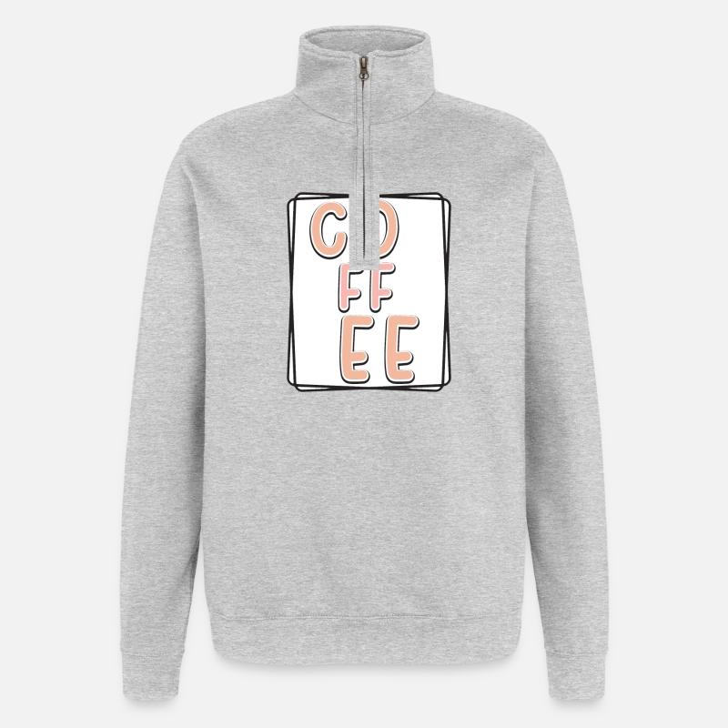 Kaffee Typo Panel - Quarter-Zip-Sweatshirt - Grau meliert
