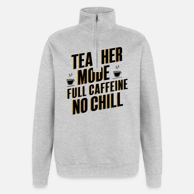 Mode enseignant Full Caffeine - Sweat à zip 1/4 - gris chiné