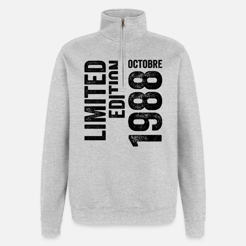 1988 - Sweat à zip 1/4 - gris chiné