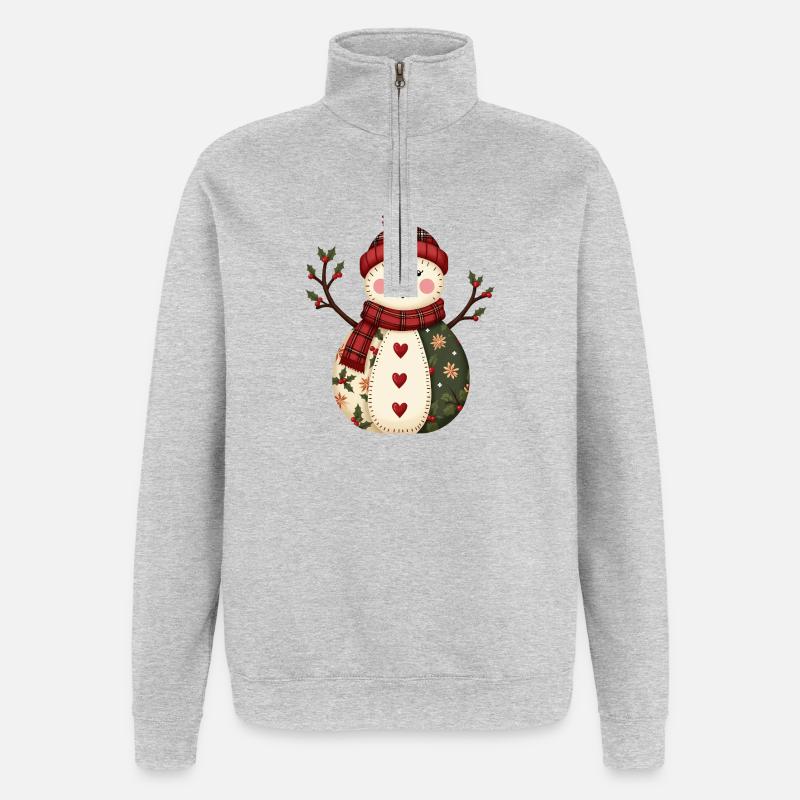 Snowman Christmas Magic Patchwork - Quarter-Zip Sweatshirt - heather grey
