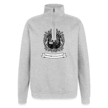 MOTORRADCLUB001 - Quarter-Zip Sweatshirt - heather grey - Front - AI Model Female 172 light (172cm) & AI Model Male 178 dark (178cm)