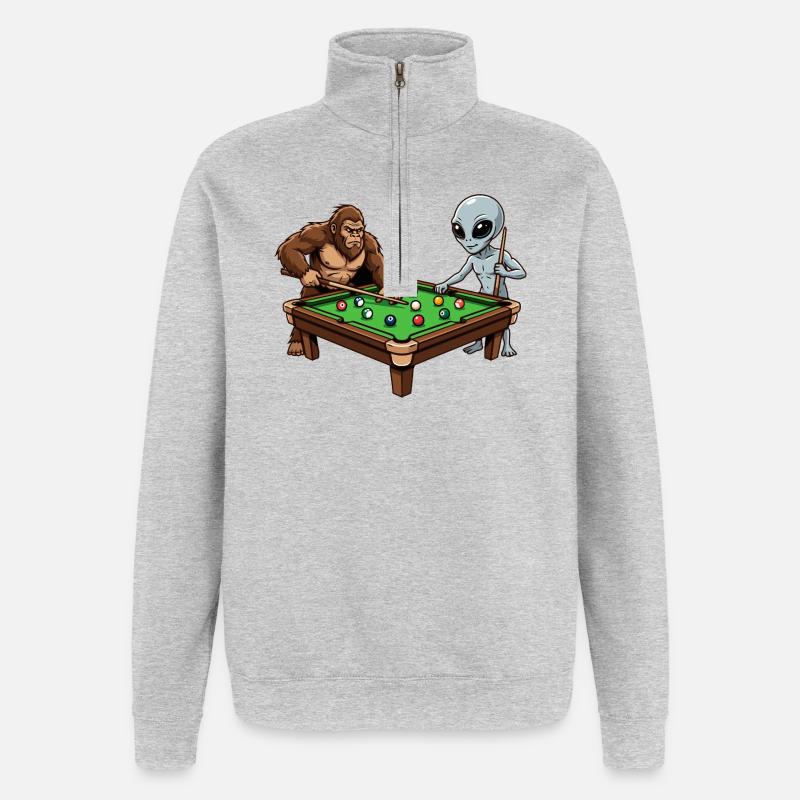 Billard Profi Design – Snooker & Pool Billard - Quarter-Zip-Sweatshirt - Grau meliert