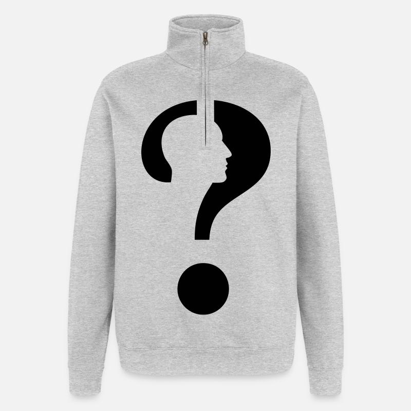 Fragezeichen mit Silhouette Mann # - Quarter-Zip-Sweatshirt - Grau meliert