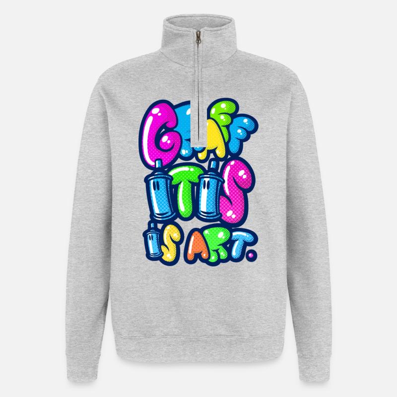 Graffitis Kunst multi - Quarter-Zip-Sweatshirt - Grau meliert