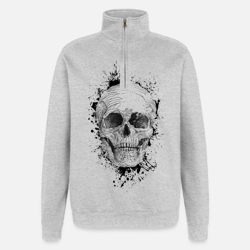 Skull - Quarter-Zip Sweatshirt - heather grey
