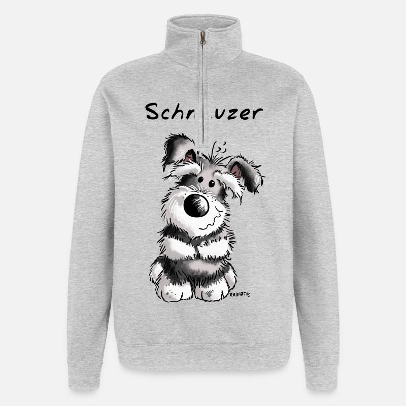 Fröhlicher Schnauzer - Quarter-Zip-Sweatshirt - Grau meliert