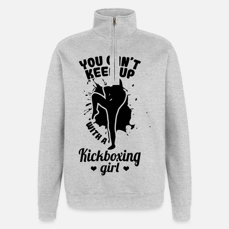 Kickboxeuse - Sweat à zip 1/4 - gris chiné