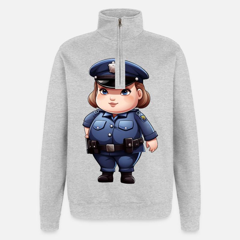 Grosse policière - Sweat à zip 1/4 - gris chiné