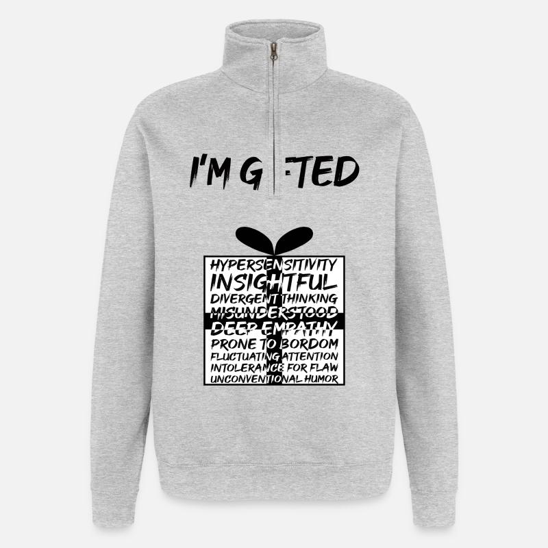 Ich bin begabt - Quarter-Zip-Sweatshirt - Grau meliert