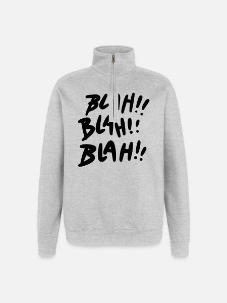 Bla Bla Bla Déclaration noire - Sweat à zip 1/4 - gris chiné