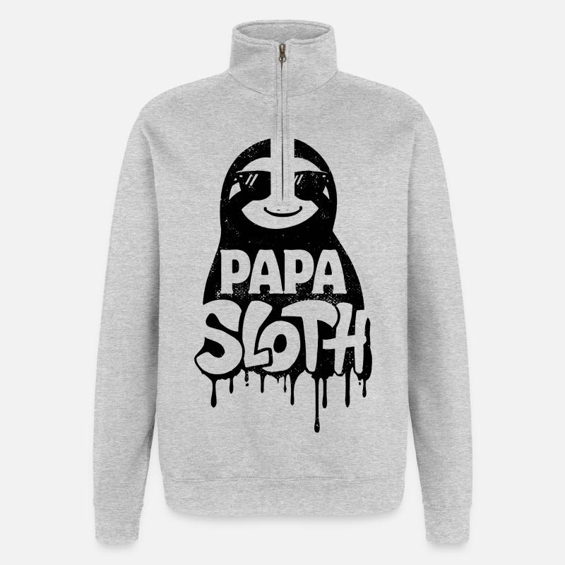 Papa Sloth - Cool Sloth Father's Day - Quarter-Zip Sweatshirt - heather grey