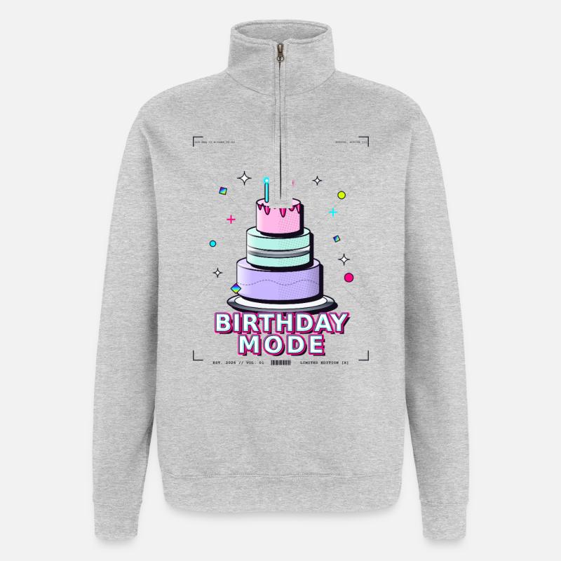 gâteau d’anniversaire anniversaire - Sweat à zip 1/4 - gris chiné
