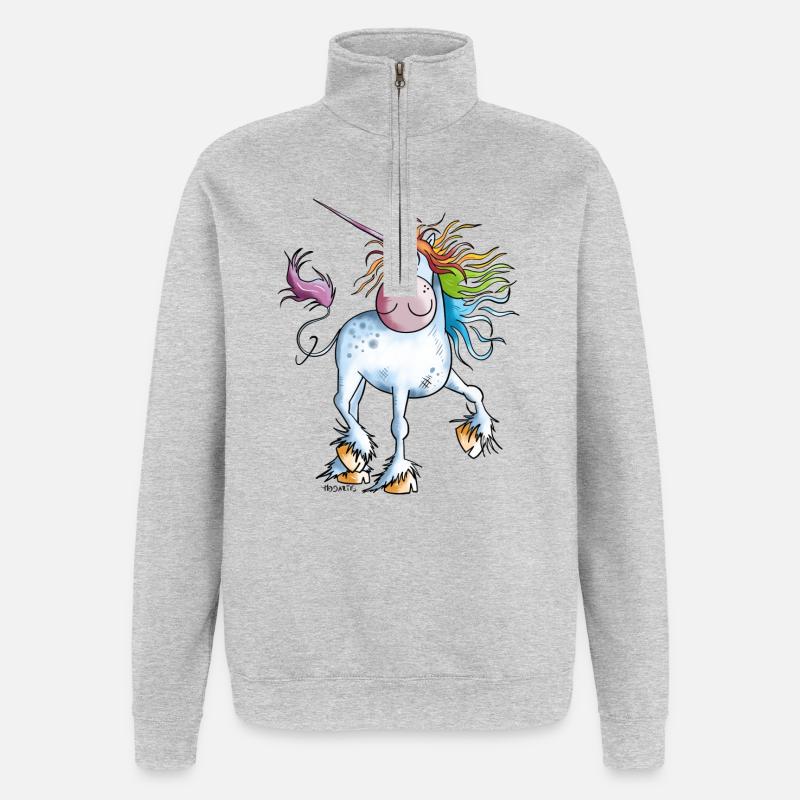 Rainbow Unicorn - Quarter-Zip Sweatshirt - heather grey