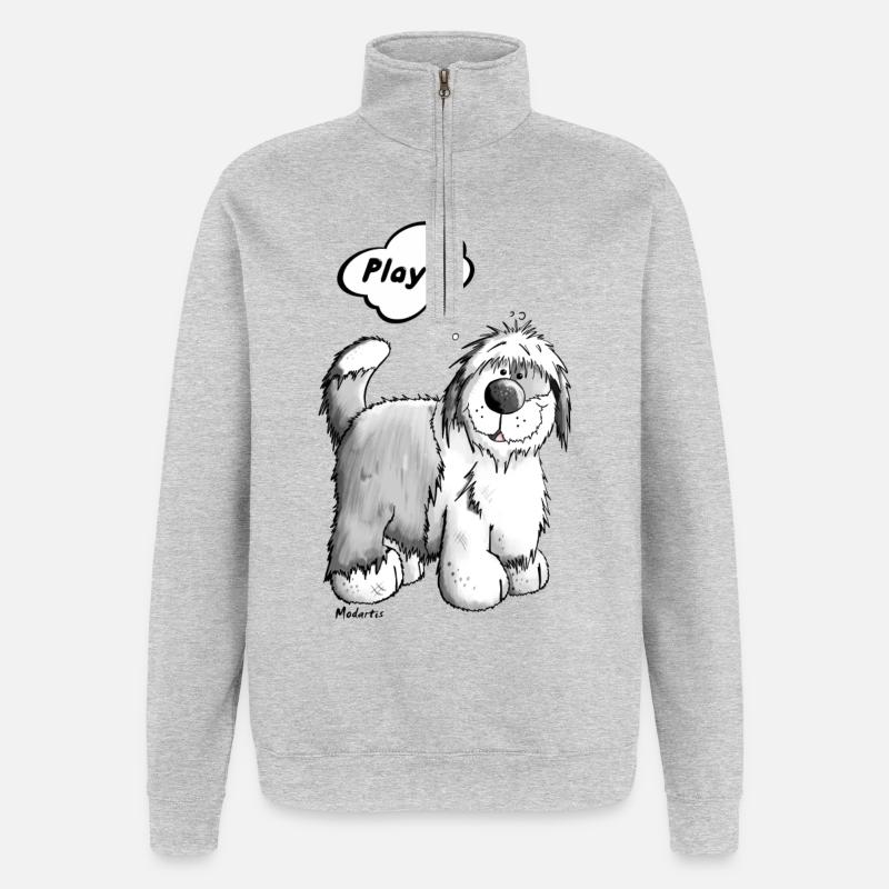 Bobtail denkt sich Play - Quarter-Zip-Sweatshirt - Grau meliert