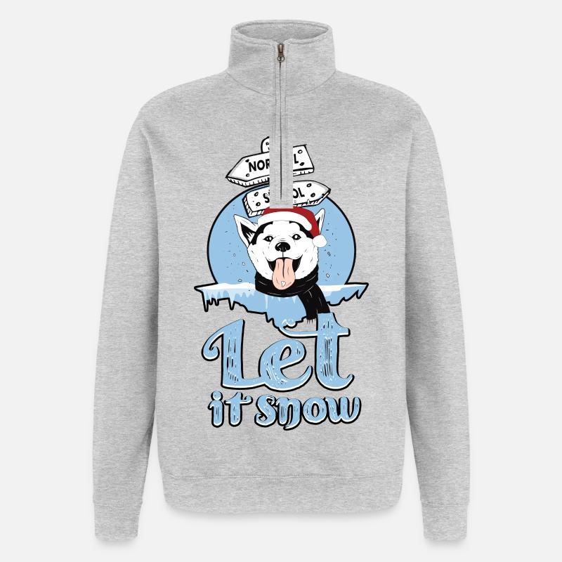 Lass es Schneien - Quarter-Zip-Sweatshirt - Grau meliert