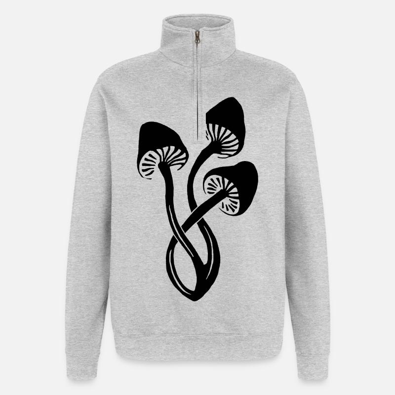 Trio mit schwarzen Pilzen - Quarter-Zip-Sweatshirt - Grau meliert