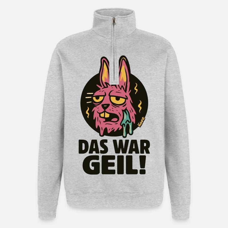 Pinker Hase Graffiti: Das War Geil - Quarter-Zip-Sweatshirt - Grau meliert