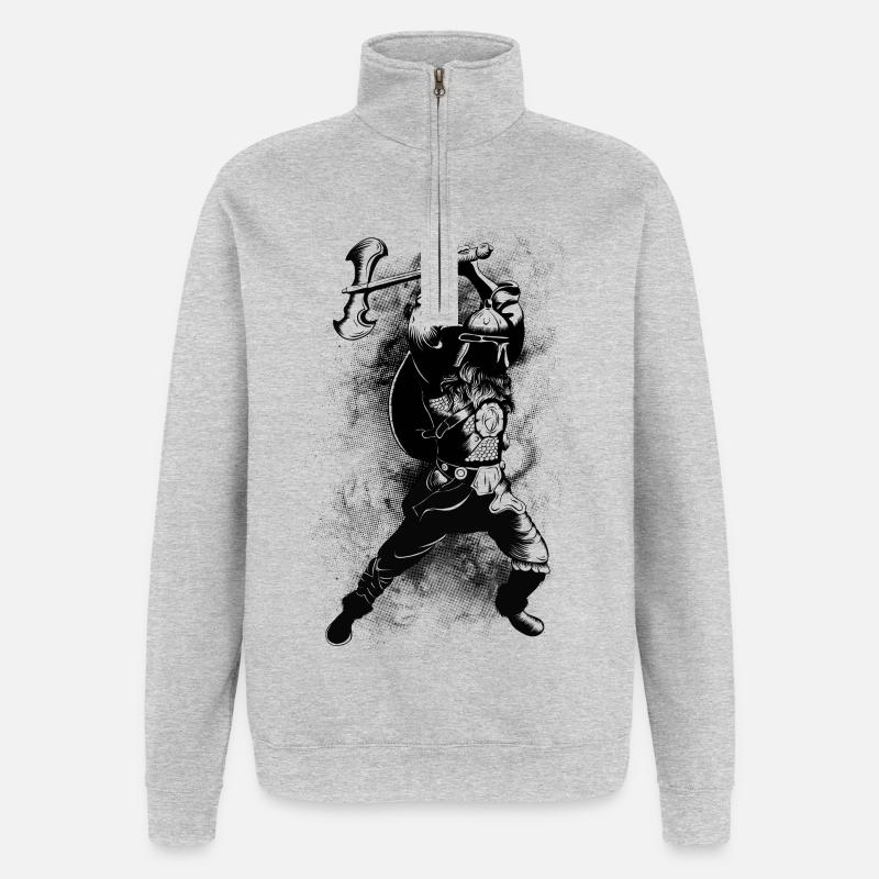 Wikinger - Quarter-Zip-Sweatshirt - Grau meliert