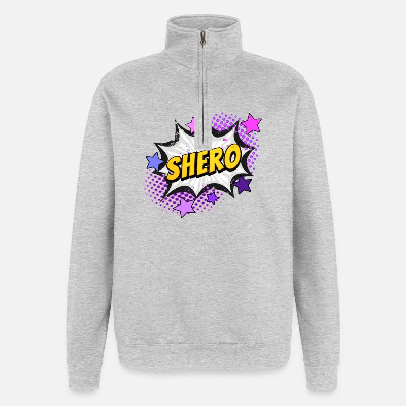 Shero - die Heldin - Quarter-Zip-Sweatshirt - Grau meliert