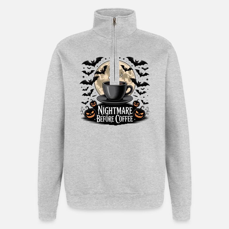 Le cauchemar avant le café - Sweat à zip 1/4 - gris chiné