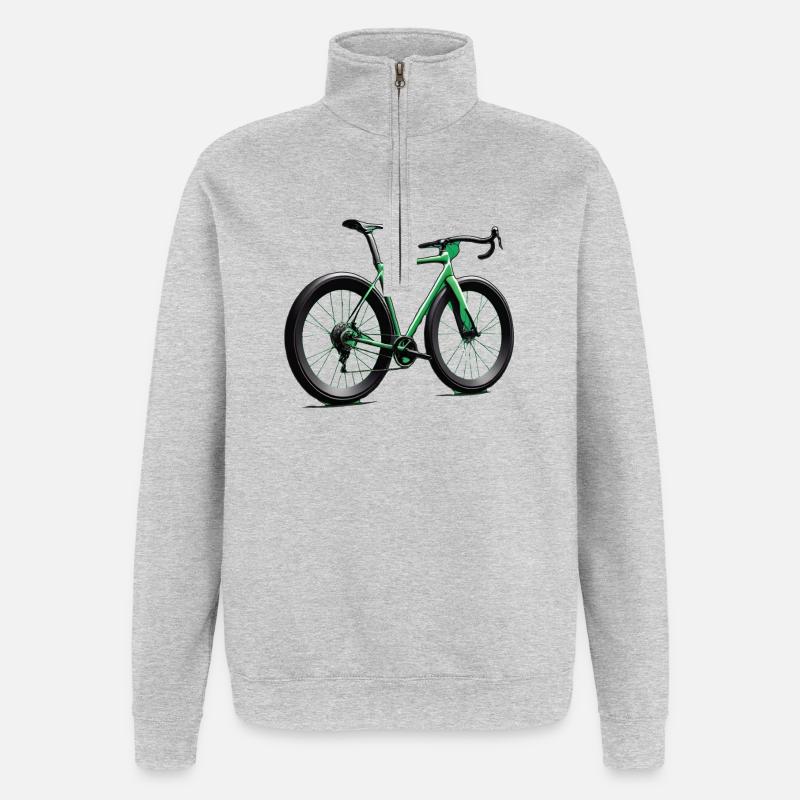 Vélo de route style néon vert - Sweat à zip 1/4 - gris chiné