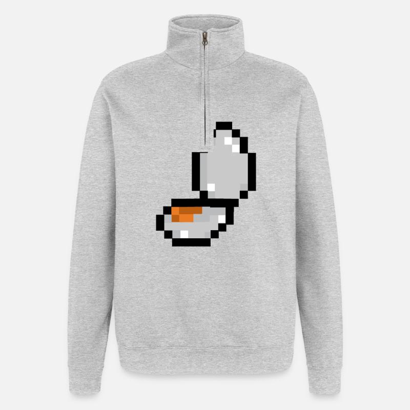 Pixel-Ei - Quarter-Zip-Sweatshirt - Grau meliert