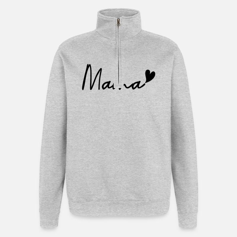 Mama - Sweat à zip 1/4 - gris chiné